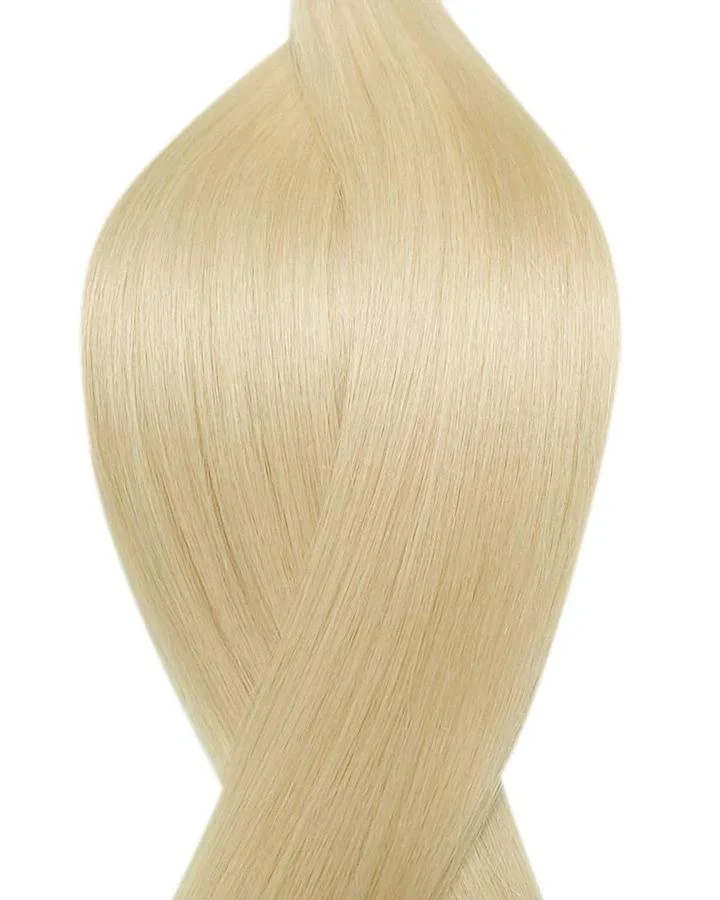 #60 Platinblond Echthaar Tressen-Weft-Weave