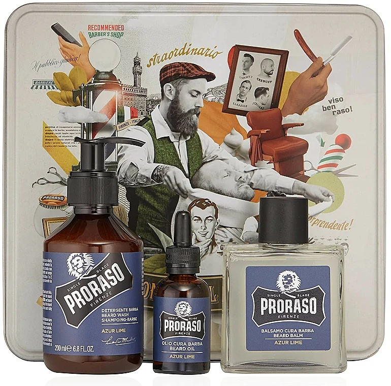 Proraso Bartpflege Set: Azur Lime - Wash, Oil, Balm