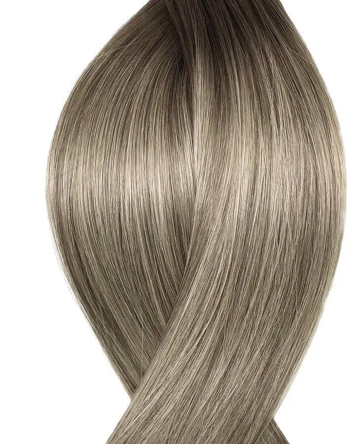 #T7M7/16V Balayage mit Dunklen Haaransatz Aschbraun-Kühles Aschiges Blond Tape Extensions