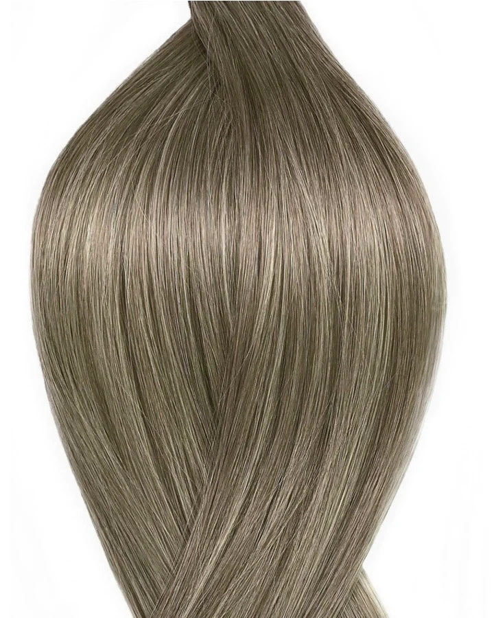 #M7/16V Balayage Aschbraun-Kühles Aschiges Blond Nanoring Echthaar Extensions