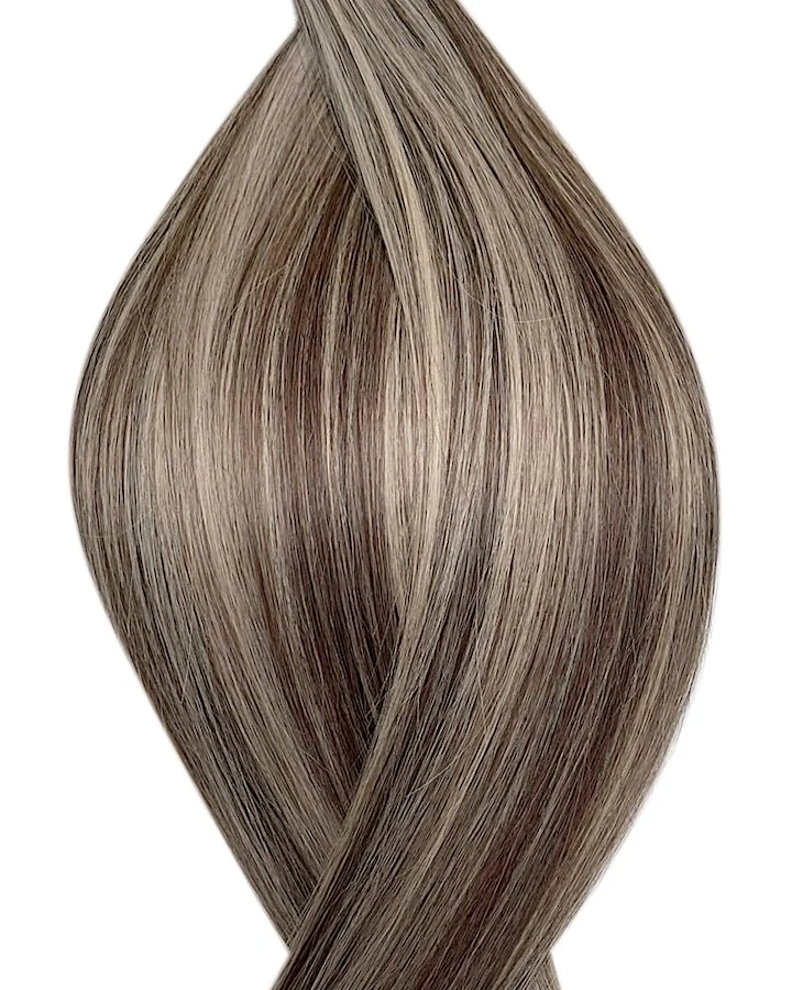 #P7/16 Balayage Aschbraun-Aschblond Keratin Bonding Extensions Echthaar