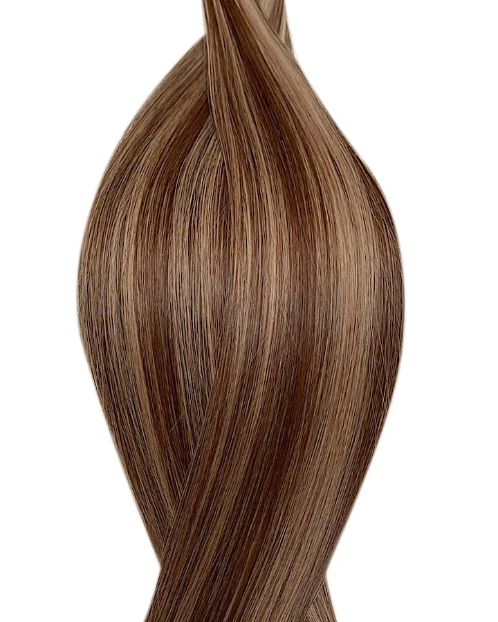 #P4/14 Balayage Braun Dunkelblond Tape in Echthaar Extensions