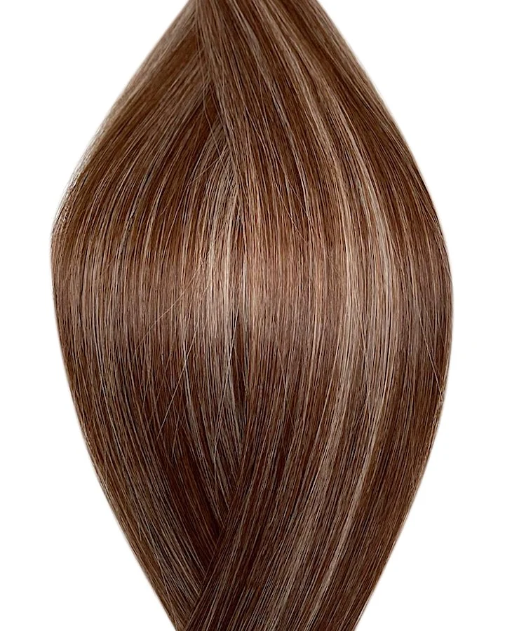 #P4/60B Balayage Braun Weißblond Tape in Echthaar Extensions