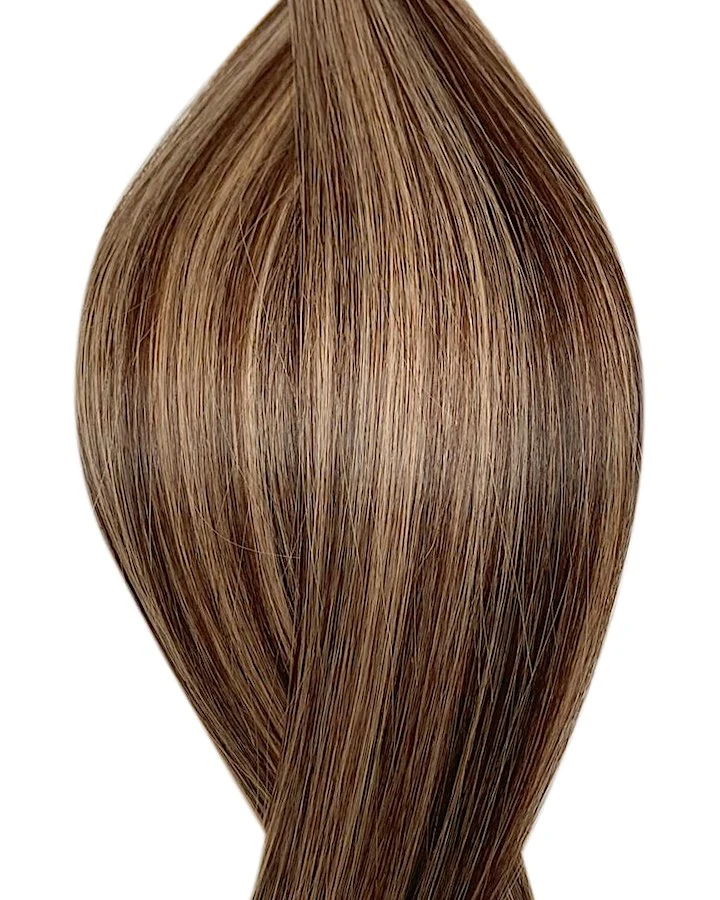 #P2/14 Balayage Dunkelbraun Dunkelblond Tape in Echthaar Extensions