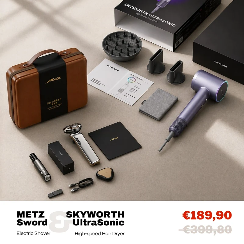[Buy 1 Get 1 Free + Additional 5% OFF] Metz Sword & Skyworth Ultrasonic Hair Dryer (Free Gift: Oclean Brush Head Refills 6PK)