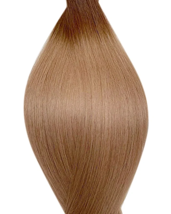 #T4/14 Root Ombre Braun ins Dunkelblond Tape in Echthaar Extensions