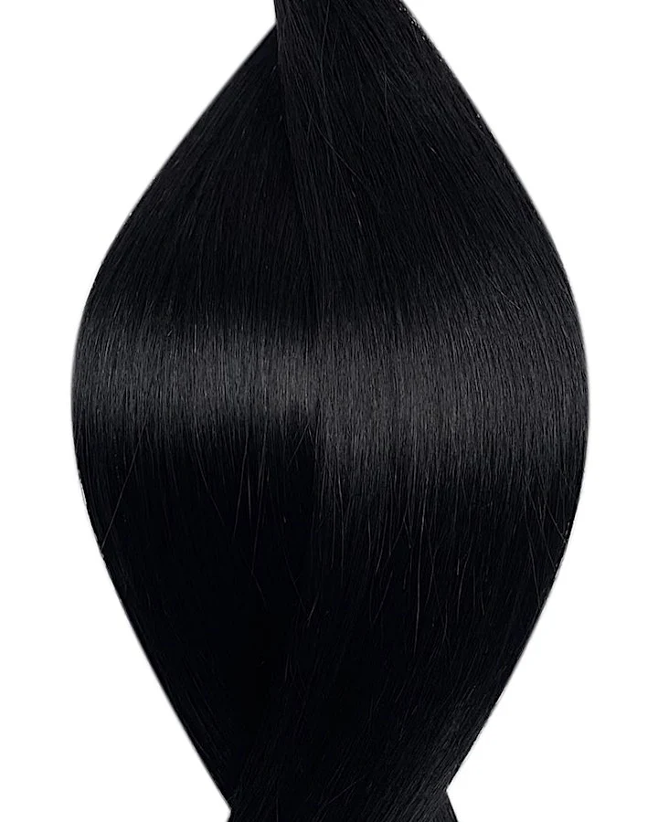 #1 Pechschwarz-Tiefschwarz Keratin Bonding Extensions Echthaar