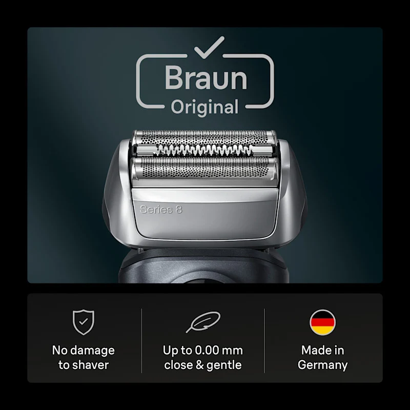 Braun Electric Shaver Head Replacement Part 83m Silver Compatible with Series 8 Electric Razors for Men