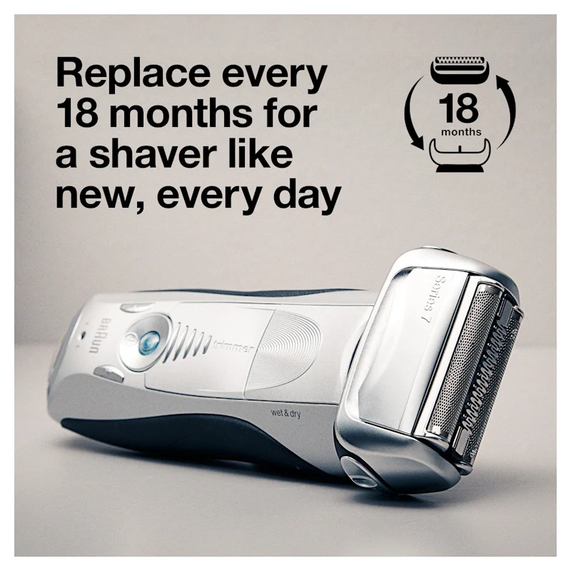 Braun Electric Shaver Head Replacement Part 70s Silver Compatible with Legacy Series 7 Electric Razors for Men