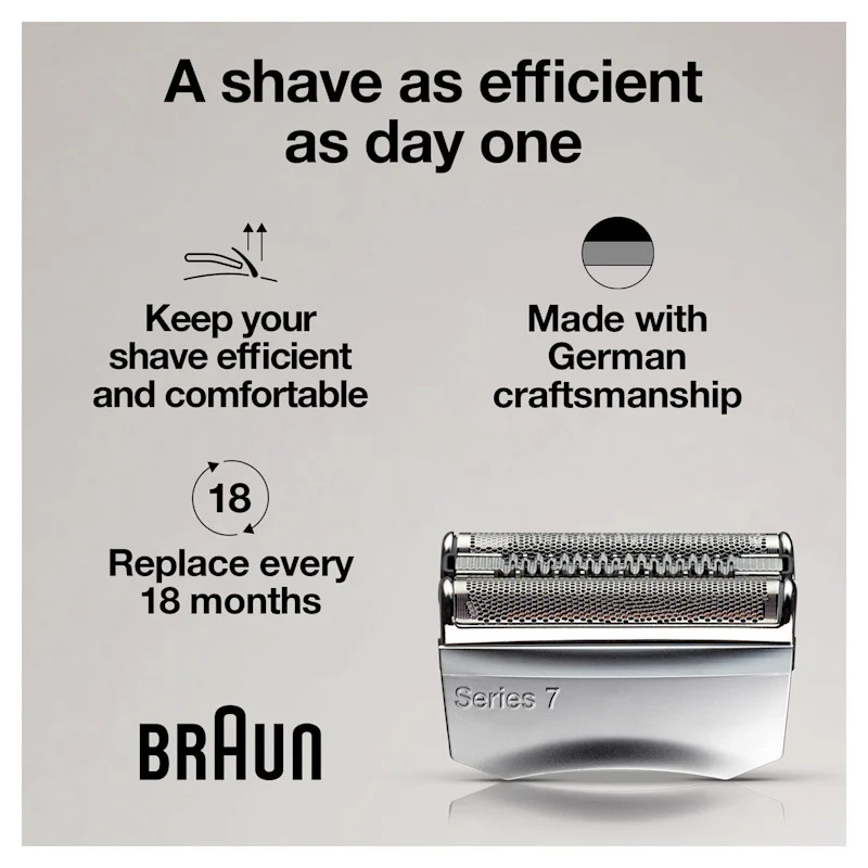 Braun Electric Shaver Head Replacement Part 70s Silver Compatible with Legacy Series 7 Electric Razors for Men