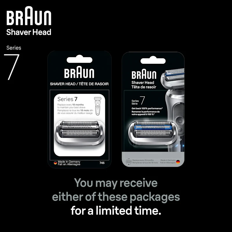 Braun Electric Shaver Head Replacement Part 74s Silver Compatible with Series 7 Electric Razors for Men