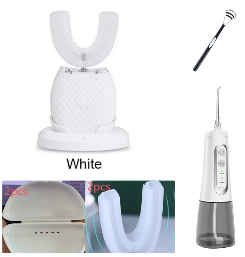 360 Degrees Intelligent Automatic Electric Toothbrush Waterproof U Type Tooth Brush Whitening Blue Light USB Charging