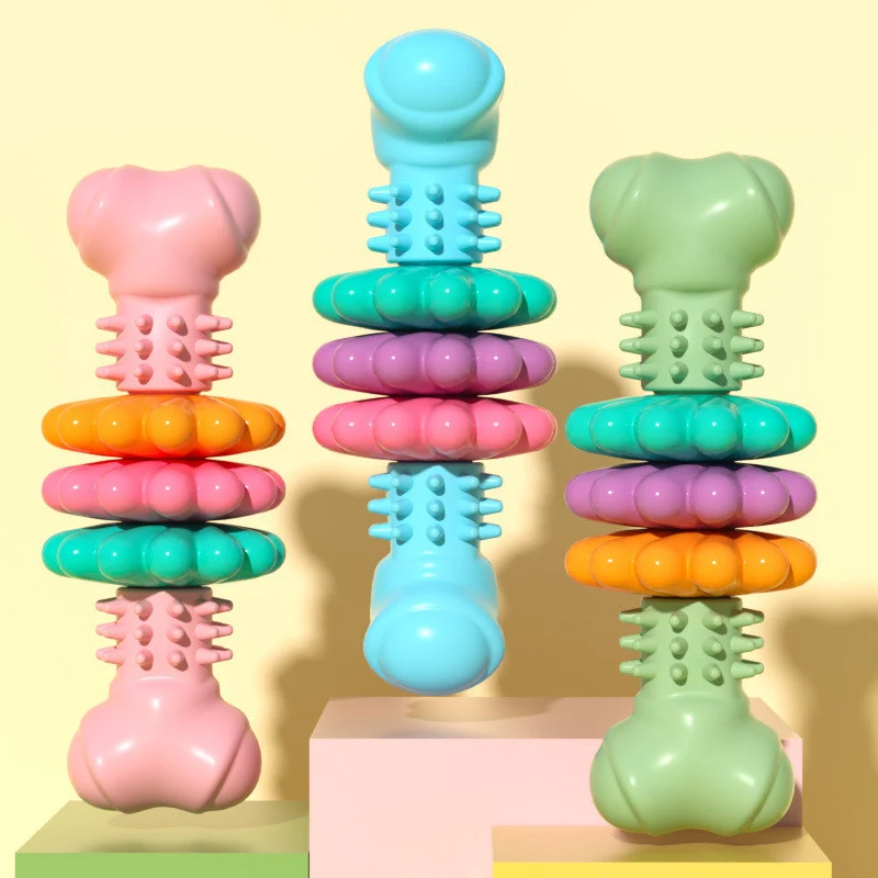 Dog Chew Toy Dog Bone Type Dogs Teeth Cleaning Toys Indestructible TPR Bone Chewing Bite Resistant Teething Toys Pet Products
