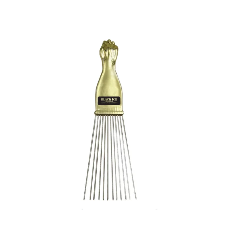 Black Ice Premium Stylish Long Trapezoid Metal Pick Comb