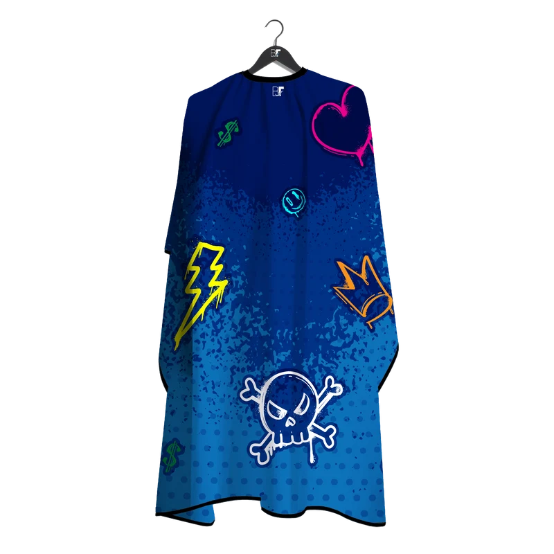 Barber Flow Graffiti Cape - Blue