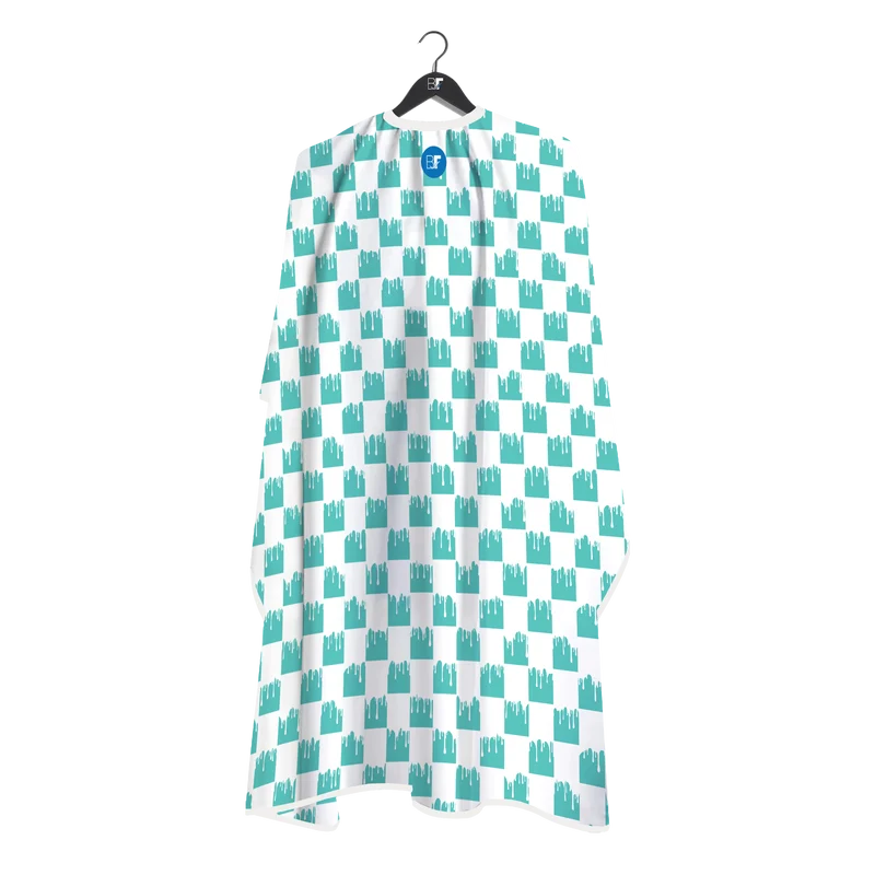 Barber Flow Dripped Checker Cape - Turquoise