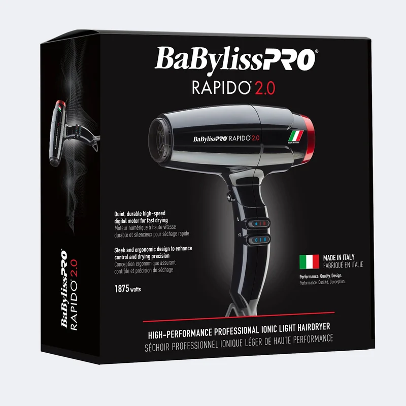BabylissPro Rapido Hair Dryer Black 2.0