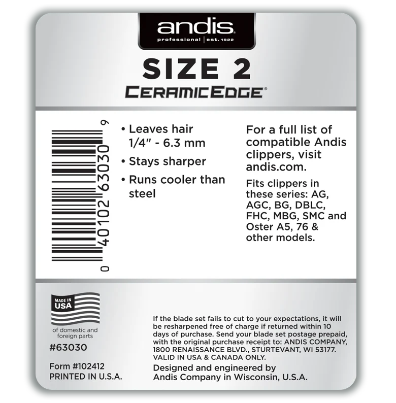 Andis CeramicEdge® Detachable Blade, Size #2