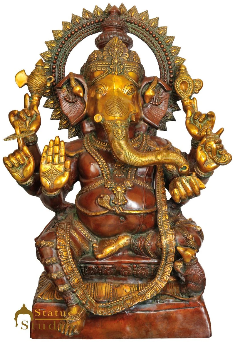 Brass Large Ganesha Statue Home Office Garden Décor Ganpati Idol 3 Feet