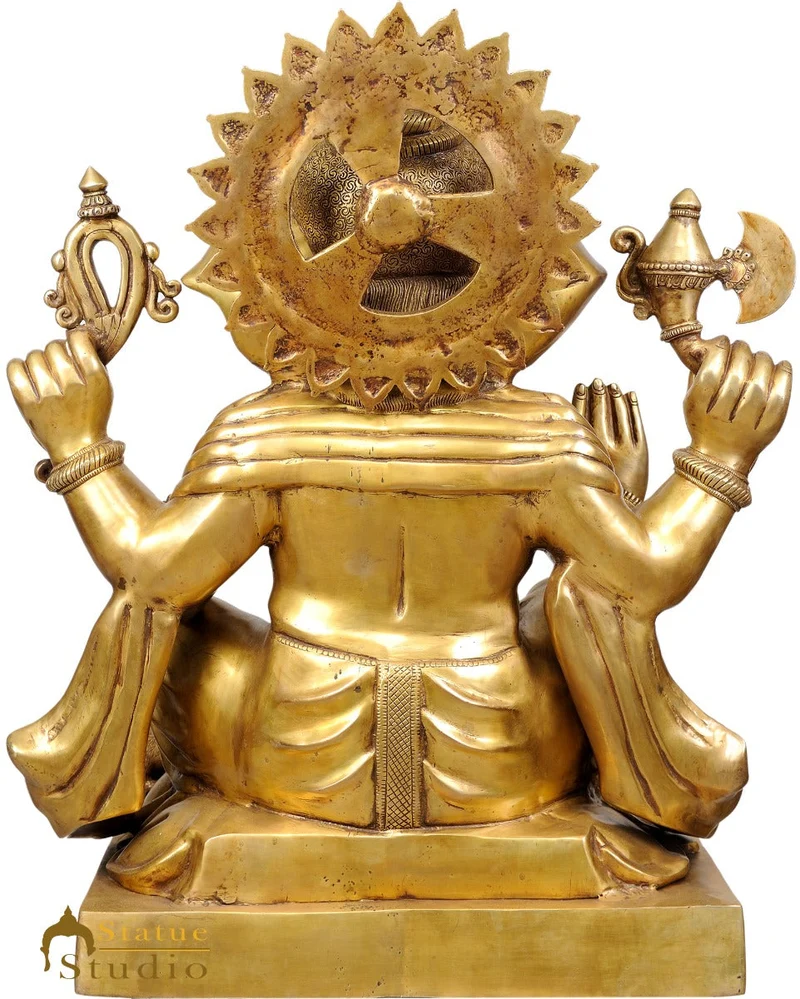 Brass Large Size Ganesha Statue Ganpati Idol Home Office Garden Décor 2.5 Feet