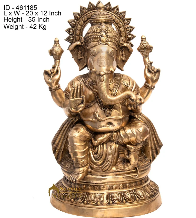 Brass Large Size Ganesha Statue Home Office Garden Décor Idol Showpiece 3 Feet