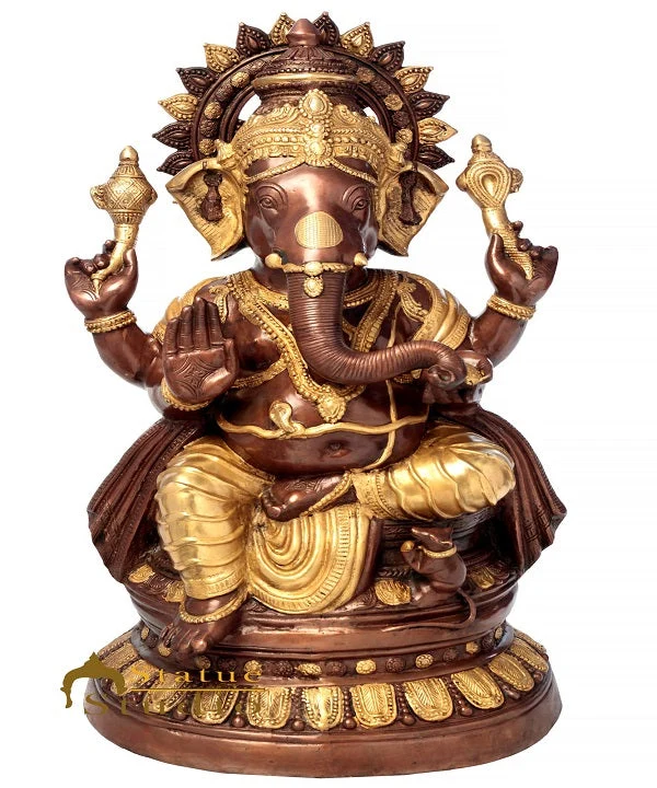 Brass Large Size Ganesha Statue Home Office Garden Décor Idol Showpiece 3 Feet