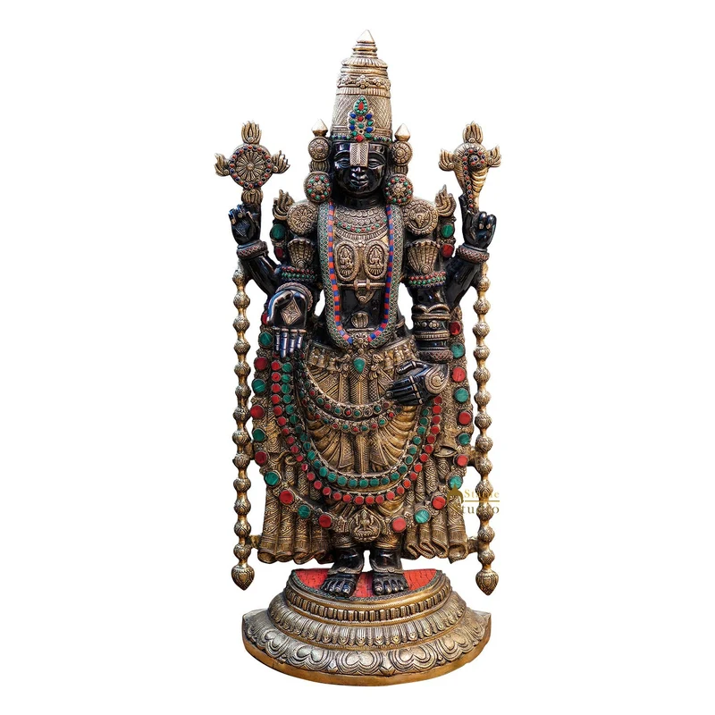 Brass Large Tirupati Balaji Statue Antique Religious Idol 3 Feet Decor
