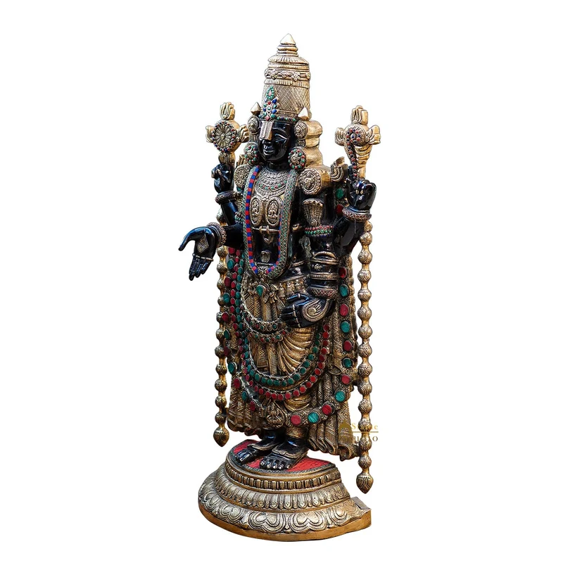 Brass Large Tirupati Balaji Statue Antique Religious Idol 3 Feet Decor