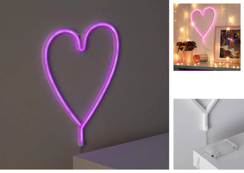 LED Neon Herz Schild Batteriebetrieben Wanddeko Liebe Deko