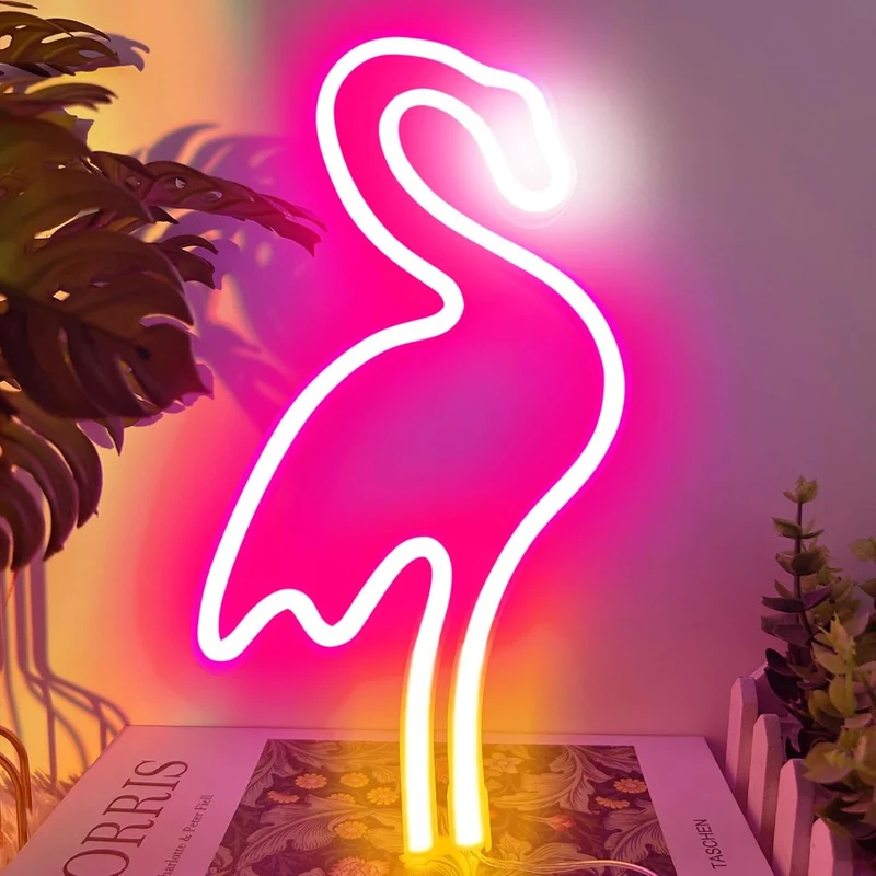 Flamingo LED Neonlicht – USB & Batteriebetriebenes Wandlicht für Bad & Zimmer