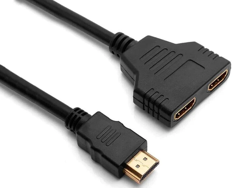 HDMI Splitter Verteiler 2-Port – 1080p Full HD bis 144 Hz Adapter Kabel 30 cm für PC, TV und Monitor