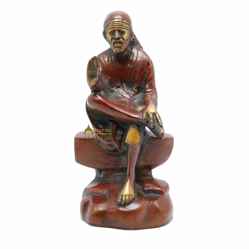 Brass Lord Sai Baba Idol For Pooja Temple Religious Home Décor Gift Statue 7"
