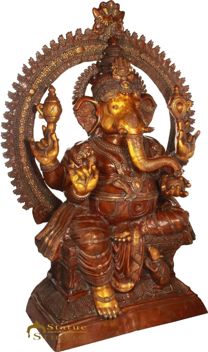 Brass Super Large Size Ganesha Statue Ganpati Idol Home Temple Décor 6 Feet