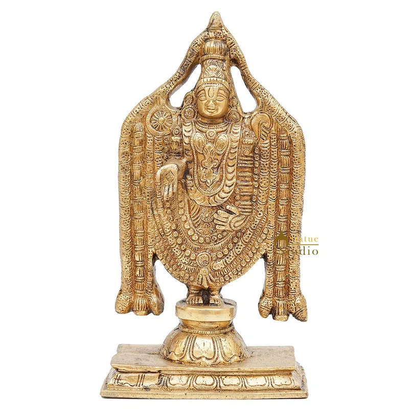 Brass Tirupathi Balaji Venkateshvara Idol Home Pooja Temple Décor Statue 10"