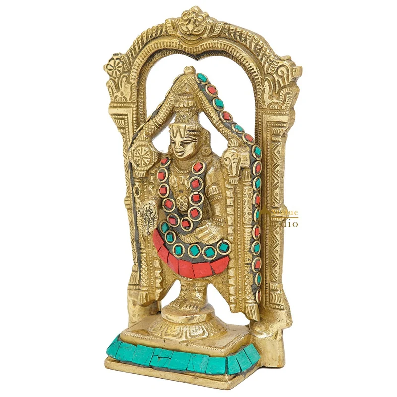 Brass Tirupathi Balaji Venkateshvara Idol Home Pooja Temple Décor Statue 6"