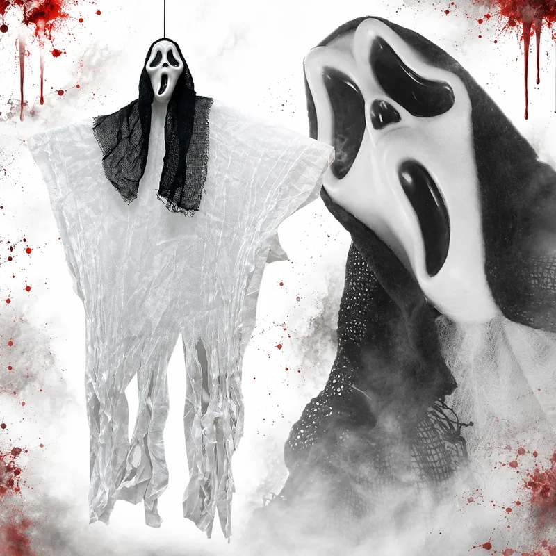 Halloween Geist Deko 90cm Hängend Gruselgespenst Horror Maske Party Dekoration