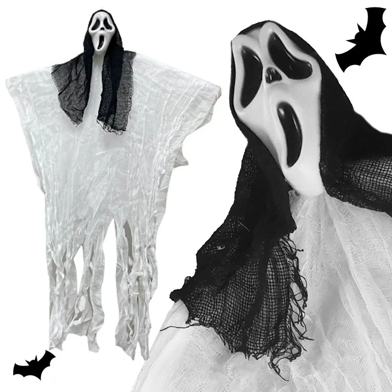 Halloween Geist Deko 90cm Hängend Gruselgespenst Horror Maske Party Dekoration