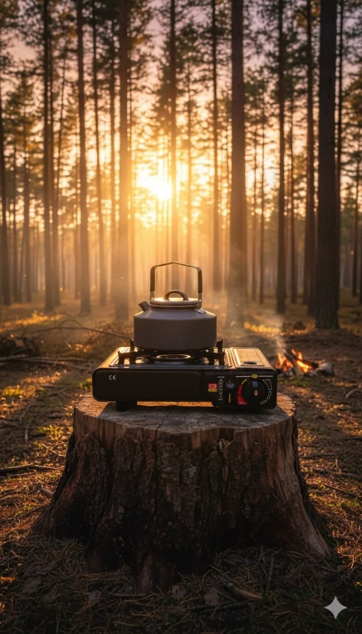 Camping Gaskocher Set 8x Gas Kartusche + 1 Kocher mit Koffer