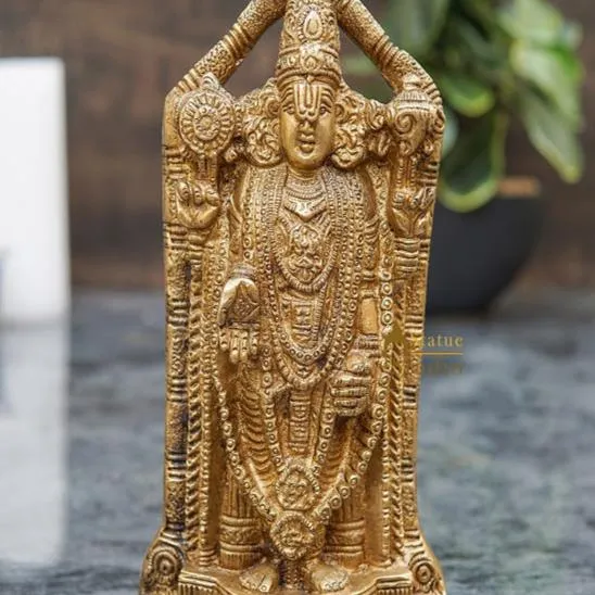 Brass Tirupathi Balaji Venkateshvara Idol Home Pooja Temple Décor Statue 7"