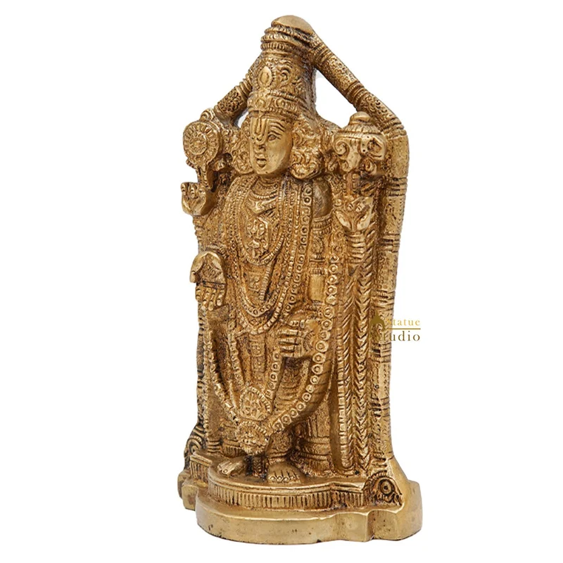 Brass Tirupathi Balaji Venkateshvara Idol Home Pooja Temple Décor Statue 7"