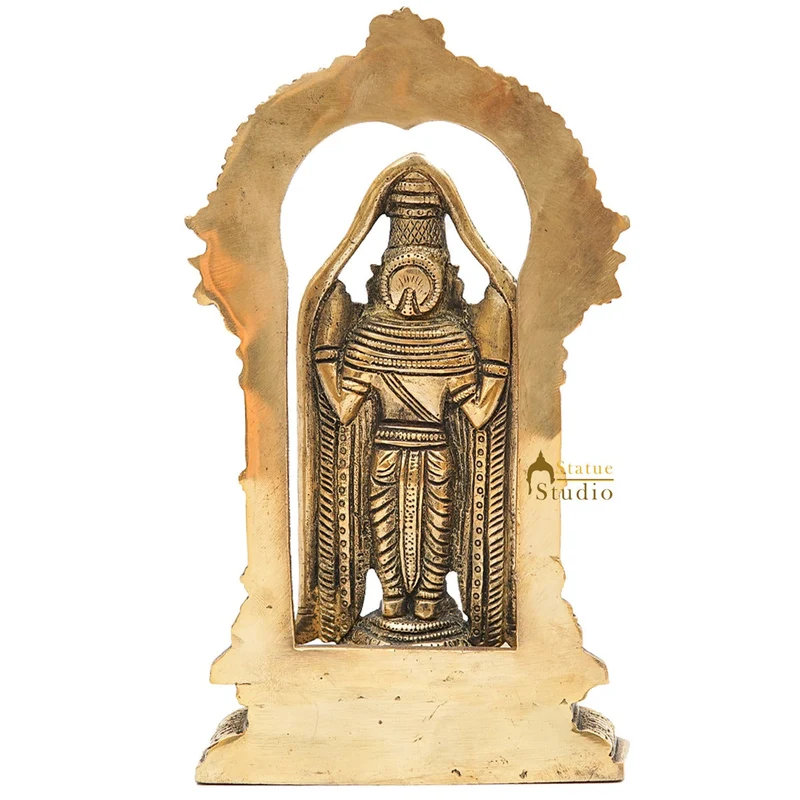 Brass Tirupathi Balaji Venkateshvara Idol Home Pooja Temple Décor Statue 9"
