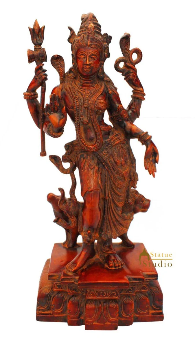 Brass Lord Shiva Parvati Ardhnareshwara Rare Antique Sculpture Religious 18 Inch