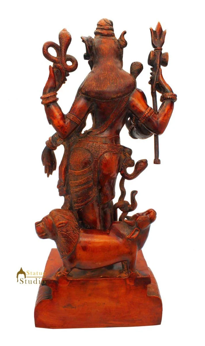 Brass Lord Shiva Parvati Ardhnareshwara Rare Antique Sculpture Religious 18 Inch