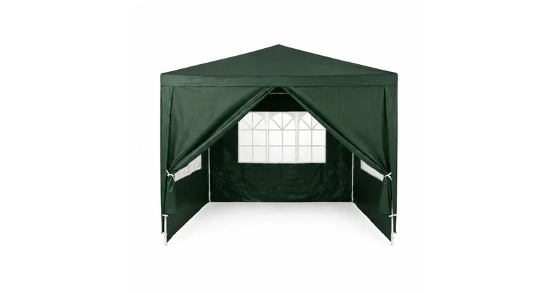 Gartenpavillon 3x3 m Grün mit 4 Seitenwänden – Partyzelt Gartenzelt mit Stahlgestell & PE-Dach für Garten, Terrasse und Events