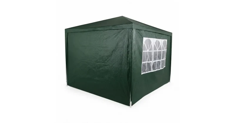 Gartenpavillon 3x3 m Grün mit 4 Seitenwänden – Partyzelt Gartenzelt mit Stahlgestell & PE-Dach für Garten, Terrasse und Events