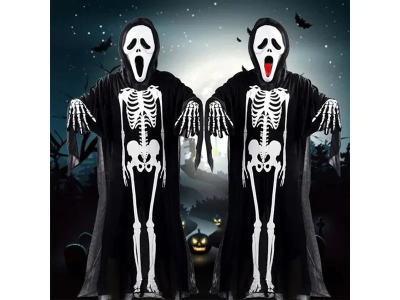 Skelett Kostüm Damen Kinder Halloween Karneval Verkleidung Cosplay Jumpsuit 🎃👻