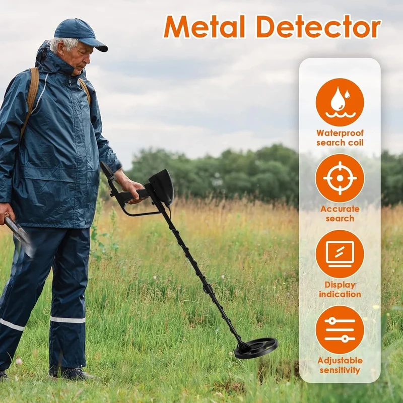 Metalldetektor Profi LCD 2 Modi Wasserdichte Suchspule Kopfhörer Schaufel Set