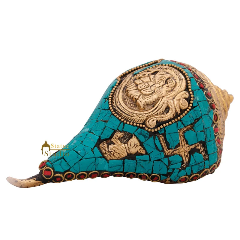 Indian Handicraft Lord Ganesha Shankh Coonch Religious Tempe Pooja Décor 3"