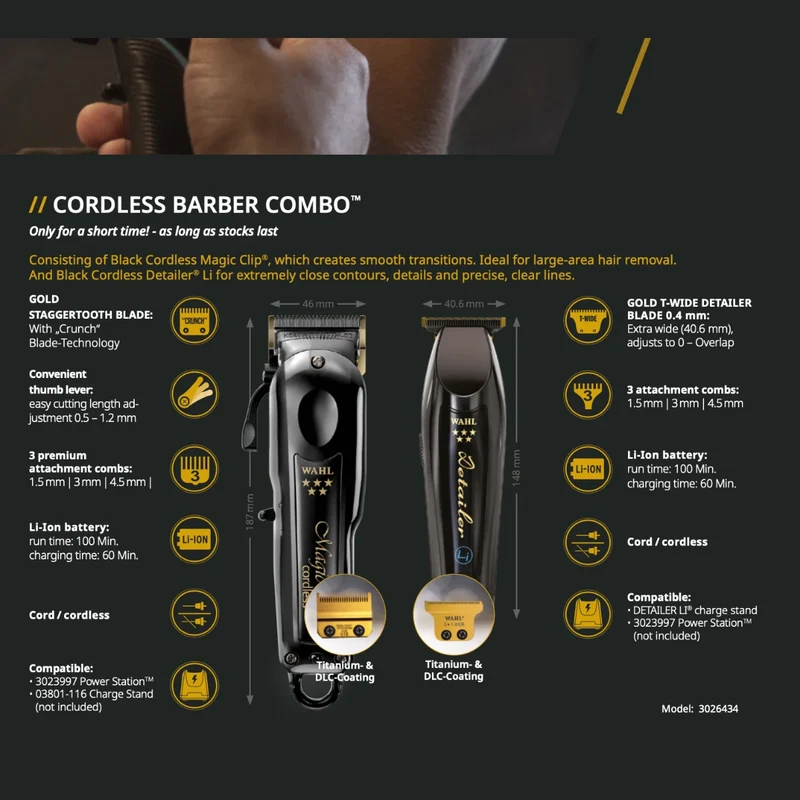 Barber Combo, Cordless Magic Clip & Cordless Detailer, Limited Edition