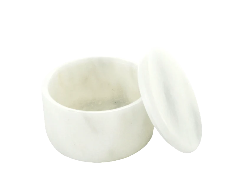 White Marble Shave Bowl with Matching Lid (Small)